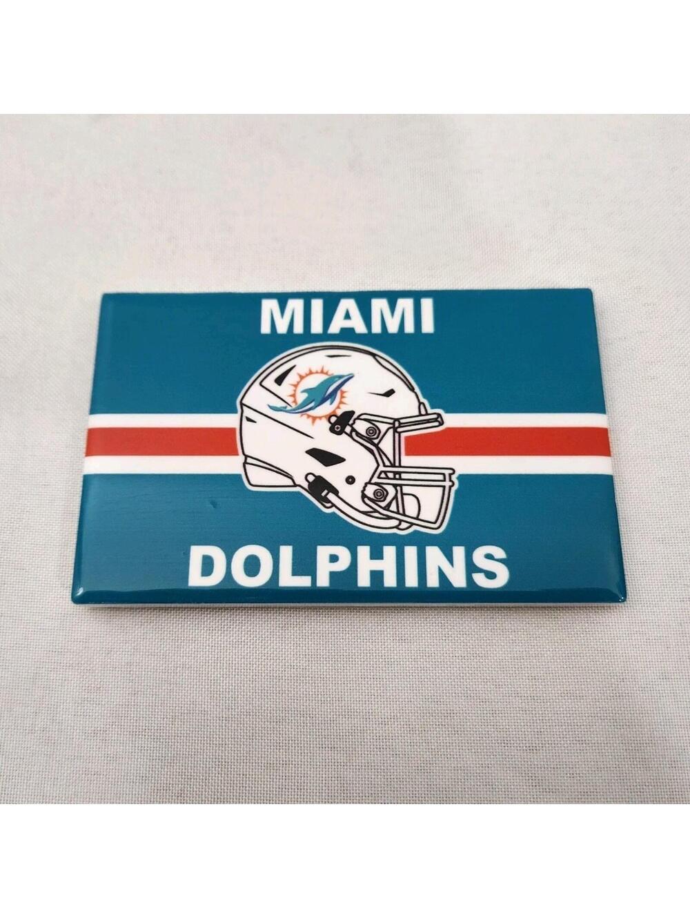 Miami Dolphins NFL 4” Ceramic NFL Refrigerator Strong Magnet Team Colors Logo